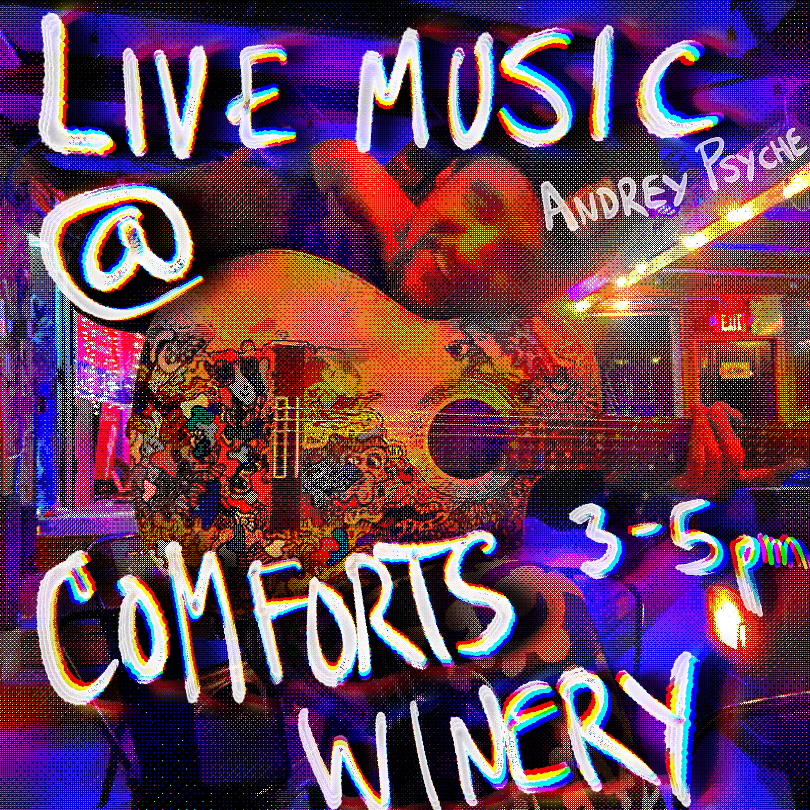 live music flyer for Comfort's of Whidbey Winery